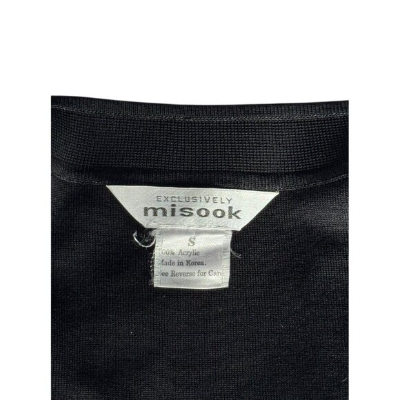 Vintage Exclusively Misook Women's Sz S Black Orange Stripe Open Front Cardigan - Picture 4 of 6